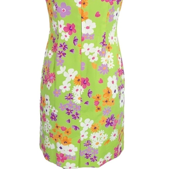 Vintage Barani Y2k Sleeveless Mini Dress Green Floral Print Size 4 - Picture 7 of 8